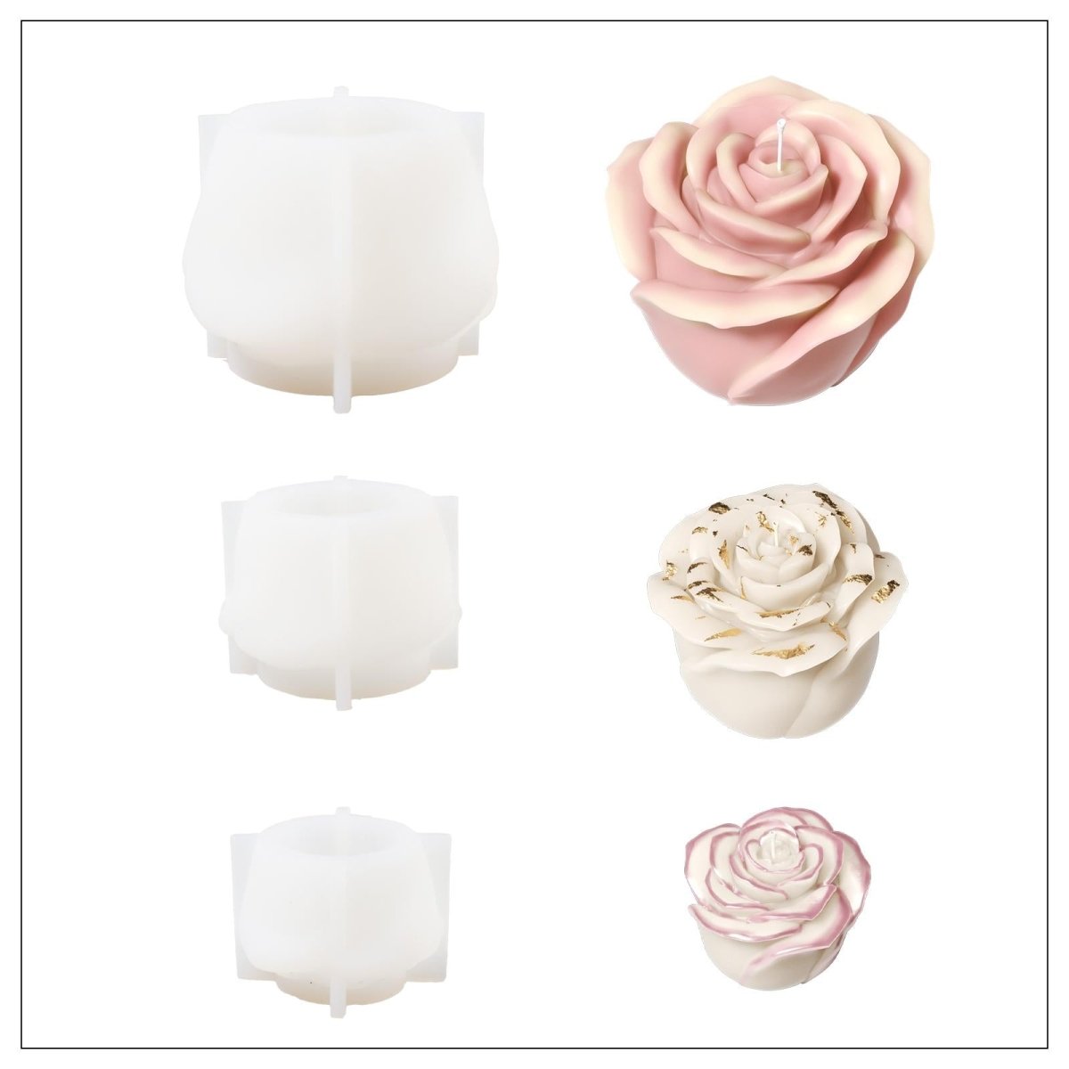 Get the Small & Medium & Large Rose Candle Mold -Boowan Nicole