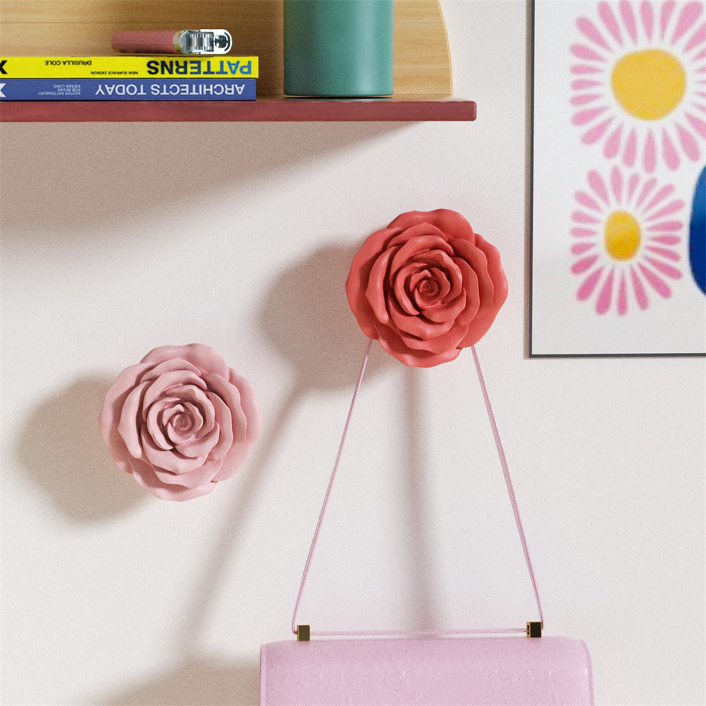 Rose-shaped cement wall hooks, perfect for home decor and practical storage-Boowan Nicole