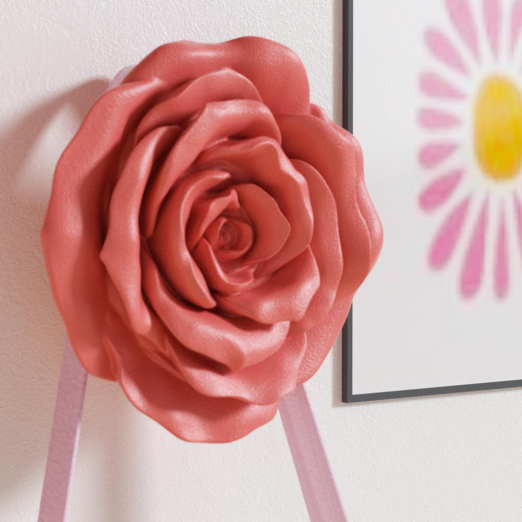 3D rose-shaped wall hook with delicate petal details, combining decorative charm with practical functionality-Boowan Nicole