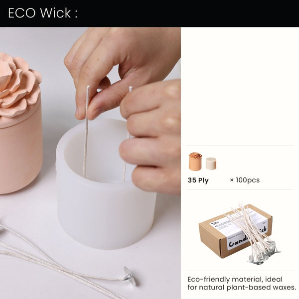 35 Ply Eco Candle Wicks -Fits 15oz Jar (Needs 2×35-ply Wicks)