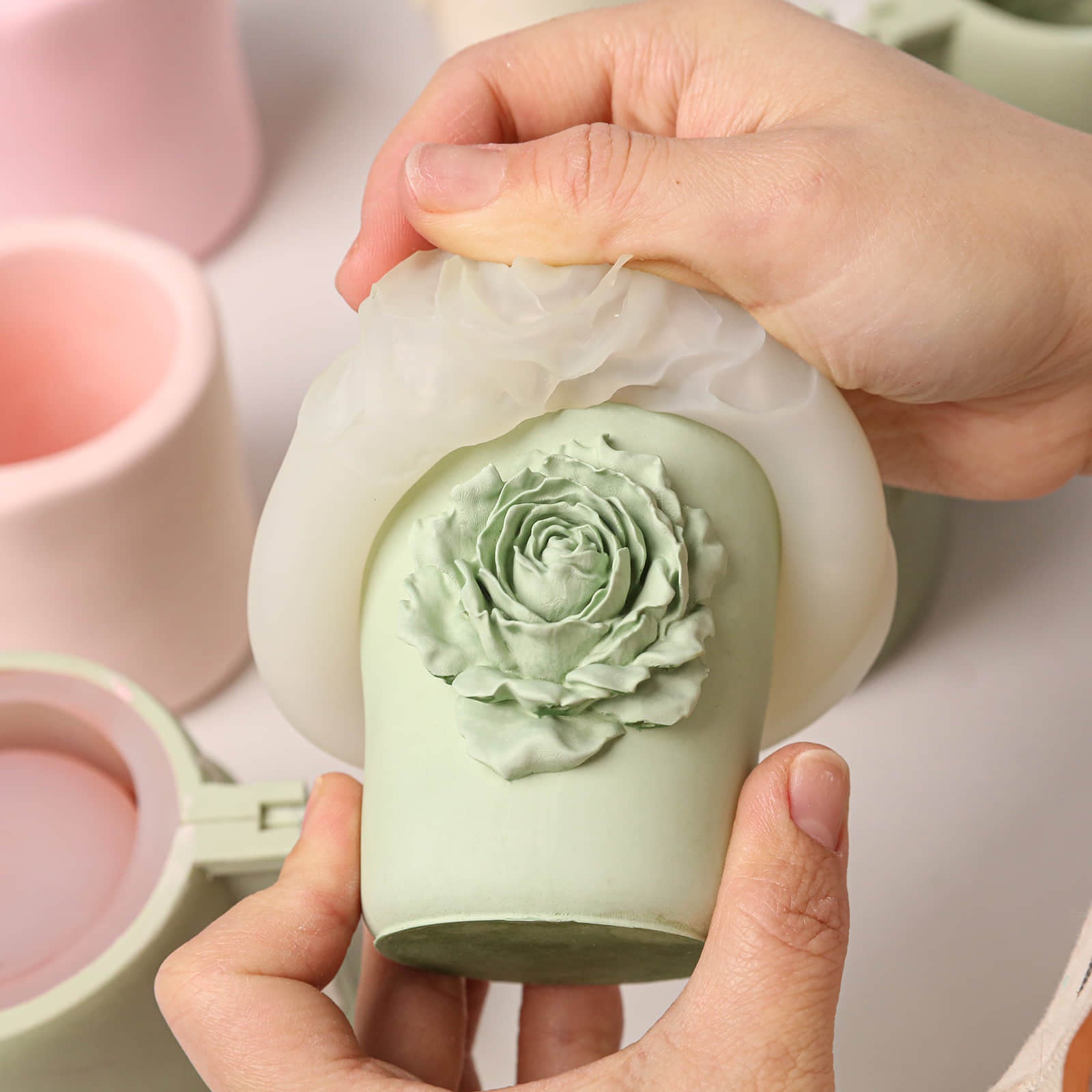 Rose Sculpture Candle Jar Silicone Mold Collection