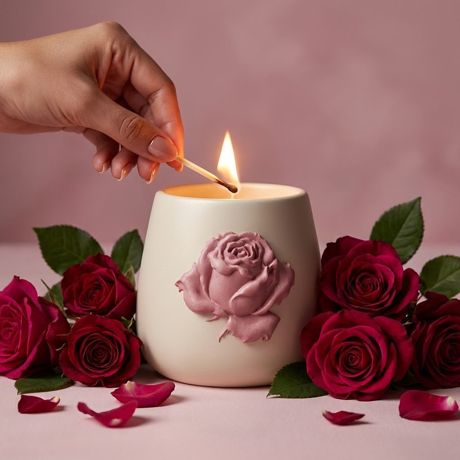 Rose Relief Candle Jar Silicone Mold Collection
