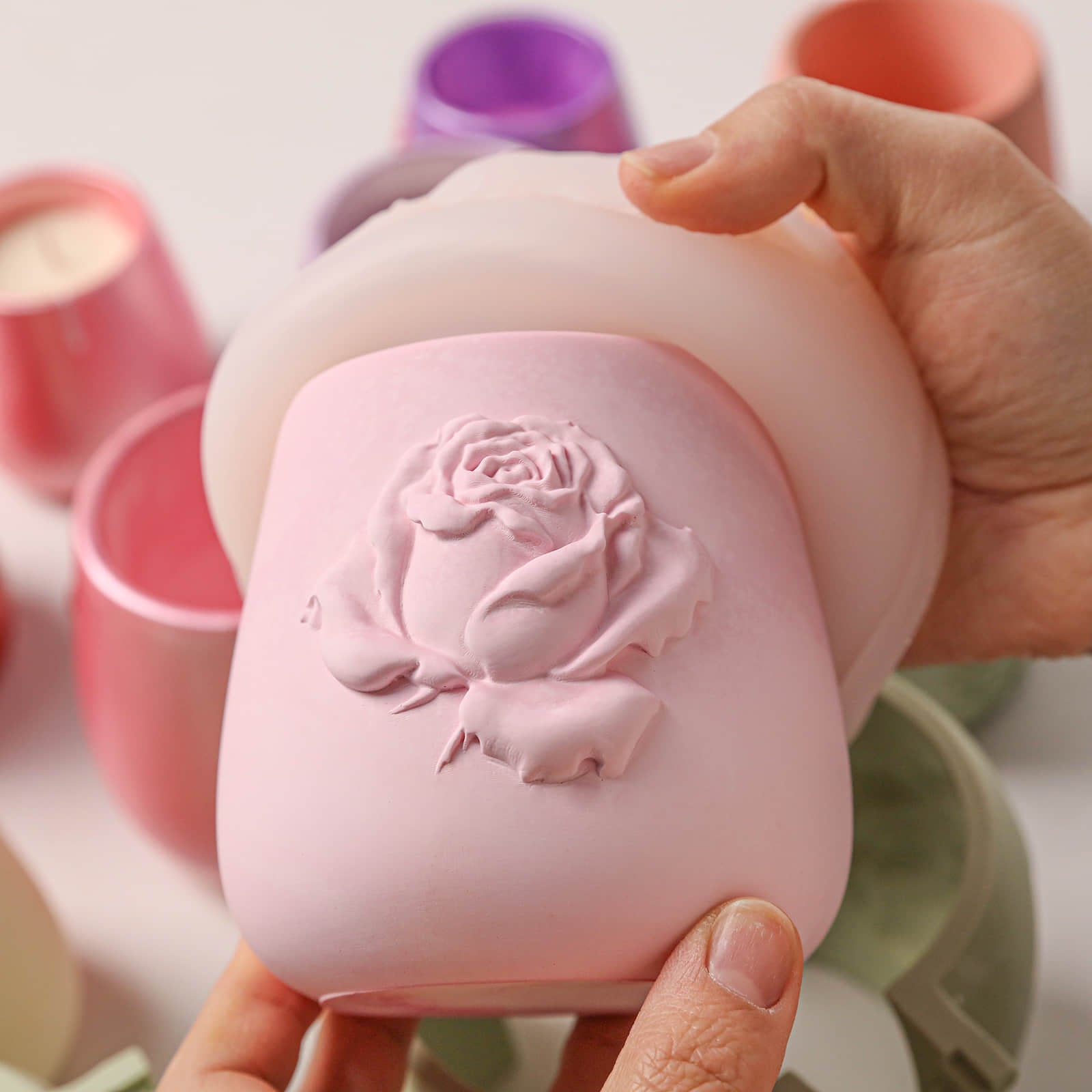 Rose Relief Candle Jar Silicone Mold Collection