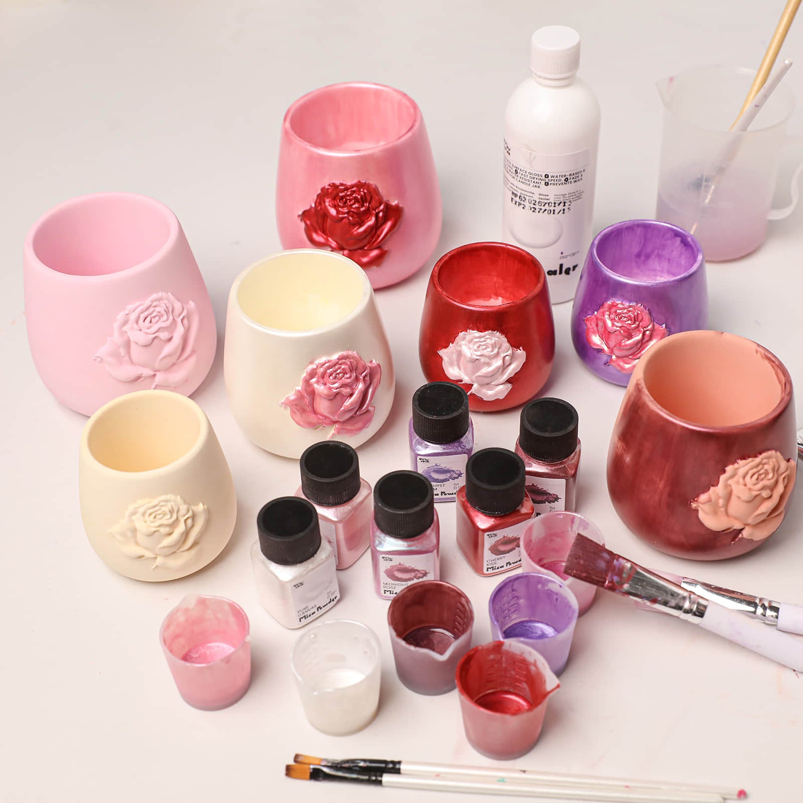 Rose Relief Candle Jar Silicone Mold Collection