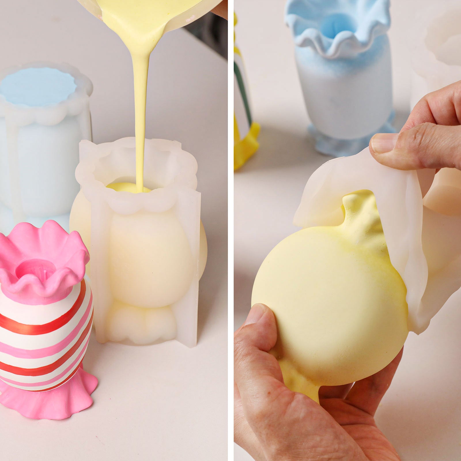 Ruffle Candy Candle Holder Silicone  Mold Collection