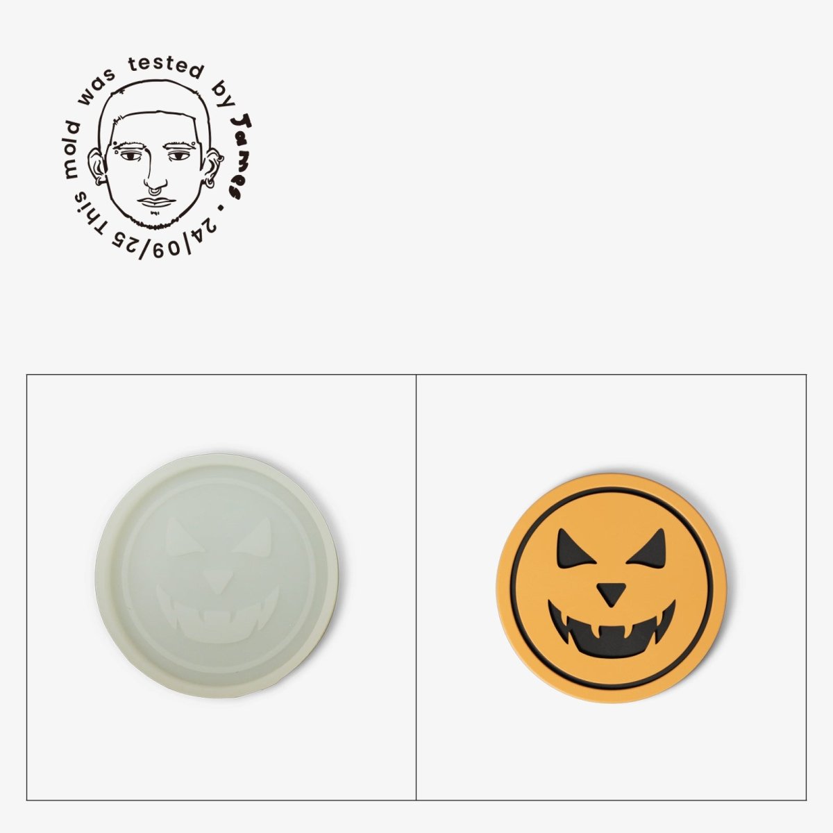 Gently Used Jack - O' - Lantern Faces Coaster Silicone Mold CollectionGently Used MoldSH1096-Used