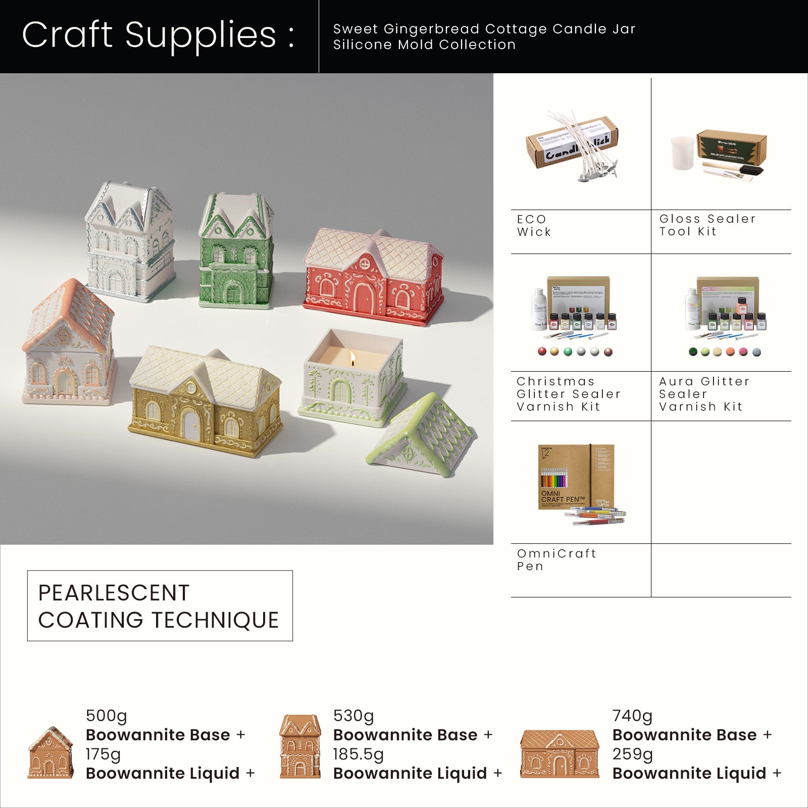 Sweet Gingerbread Cottage Candle Jar Silicone Mold Collection