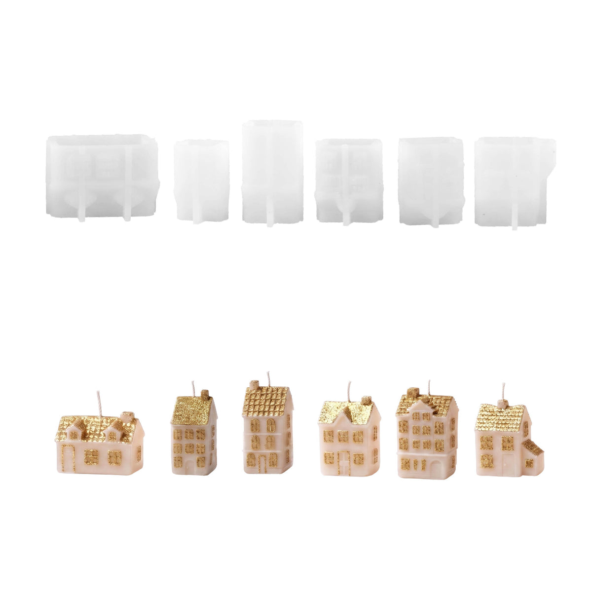 【Pré-venda】Coleção de moldes de silicone para velas Pequena Vila de Inverno