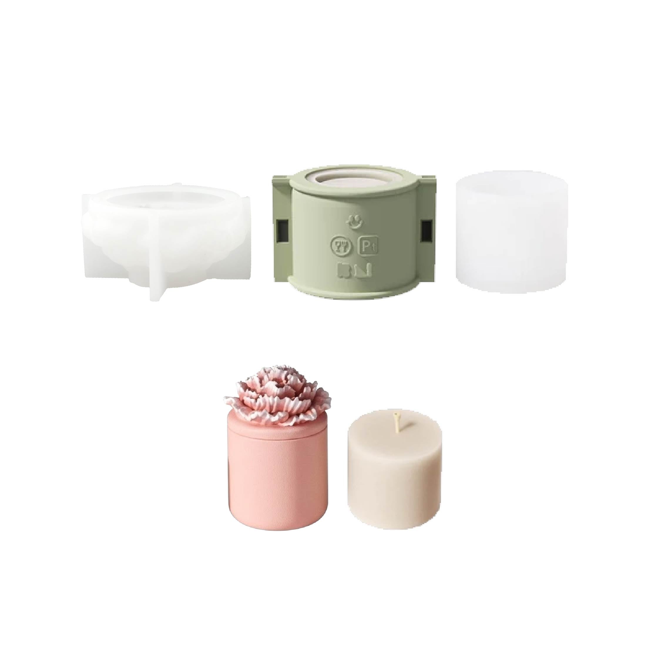 A Little Love Carnation Candle Jar & Candle Refill Silicone Mold Collection - Tall