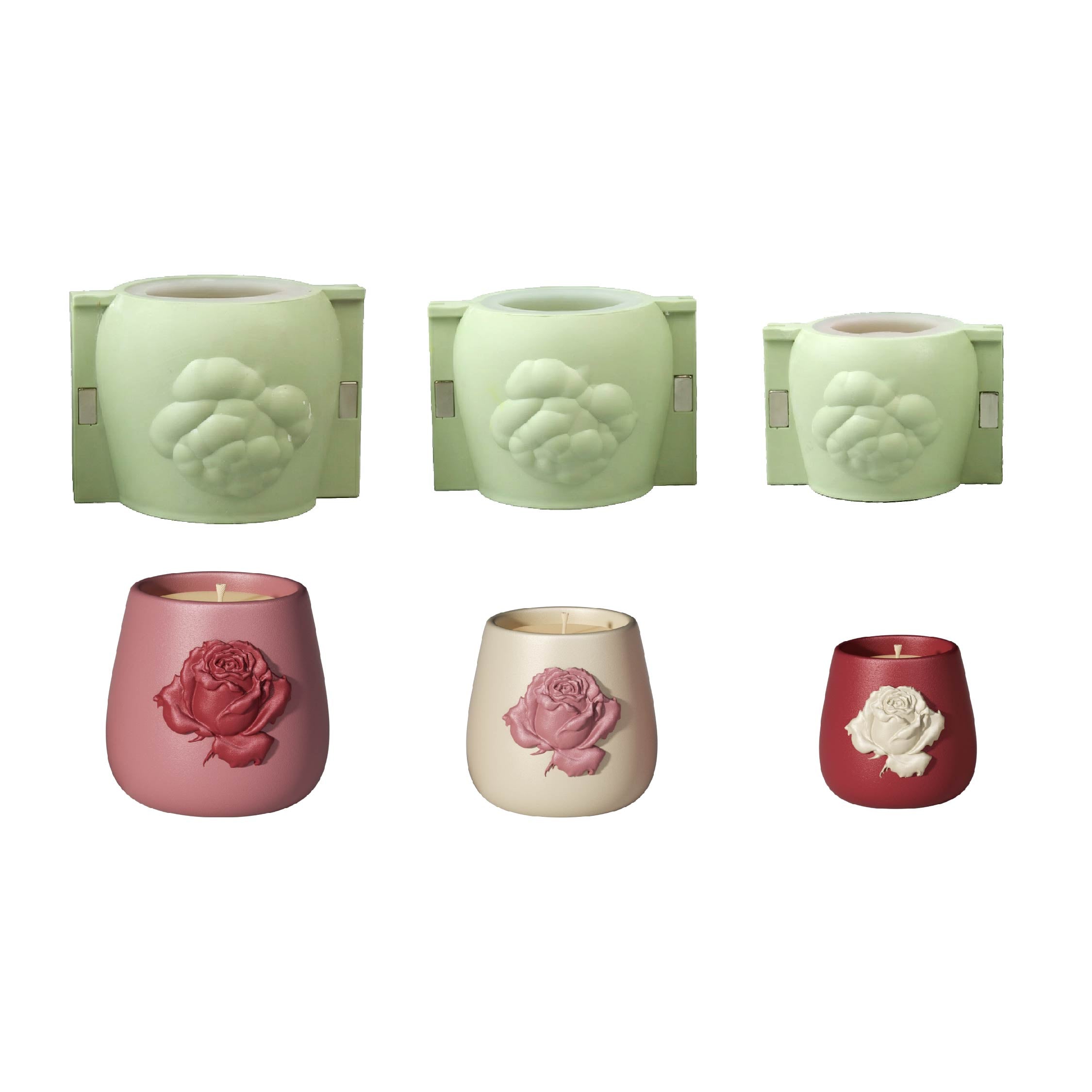 Rose Relief Candle Jar Silicone Mold Collection