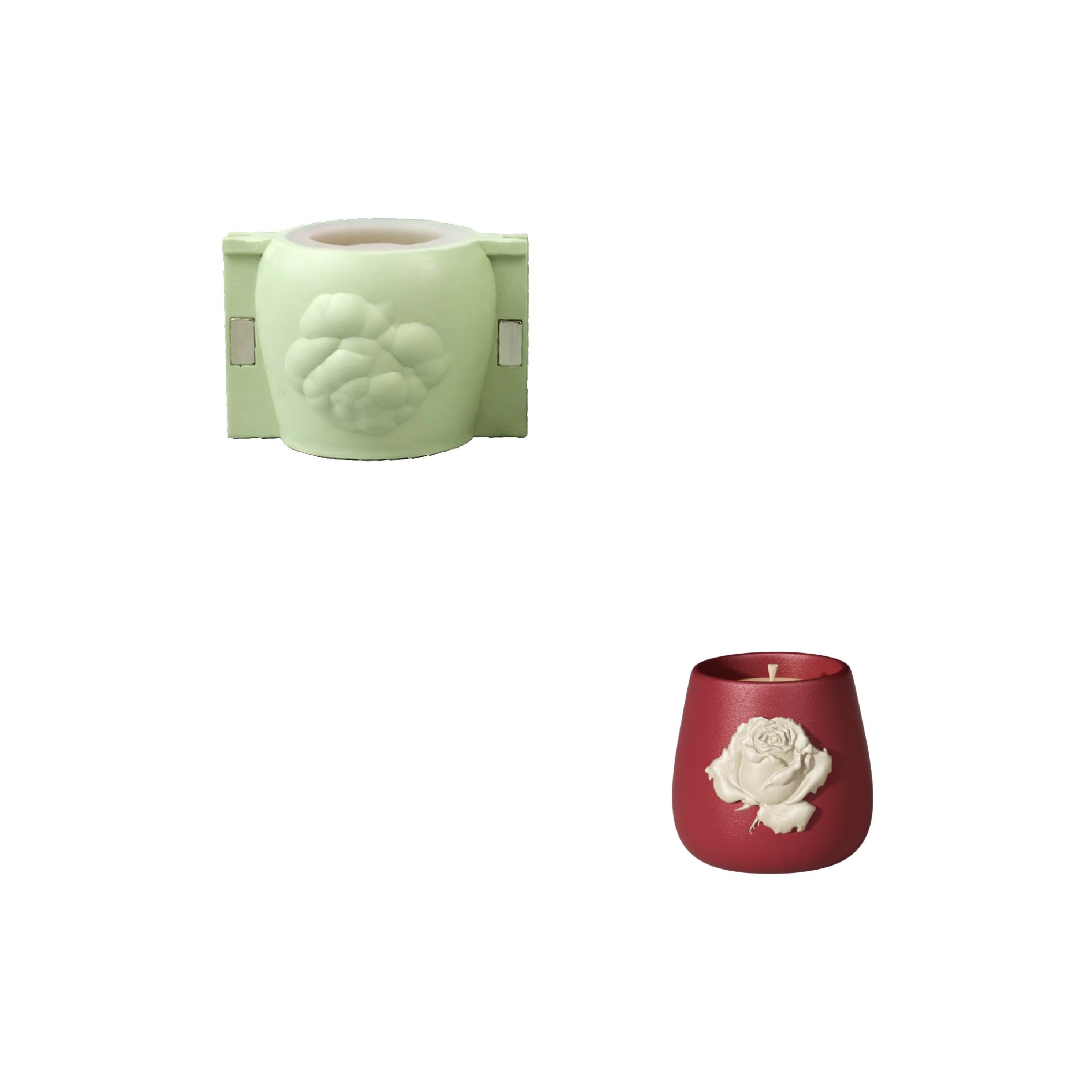 Rose Relief Candle Jar Silicone Mold Collection
