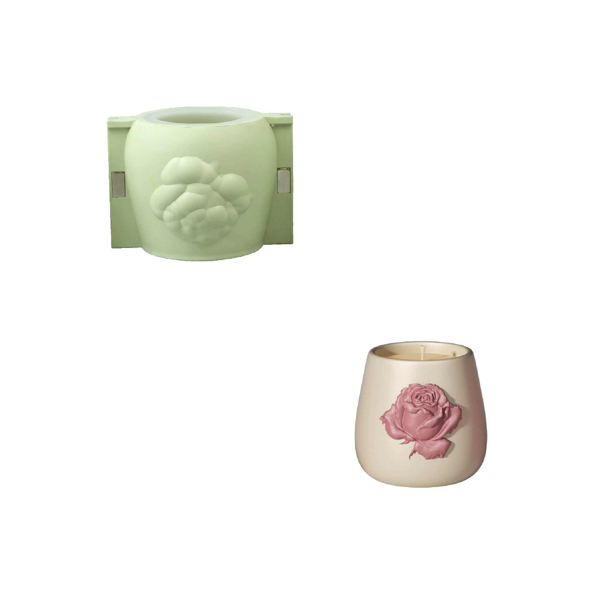 Rose Relief Candle Jar Silicone Mold Collection