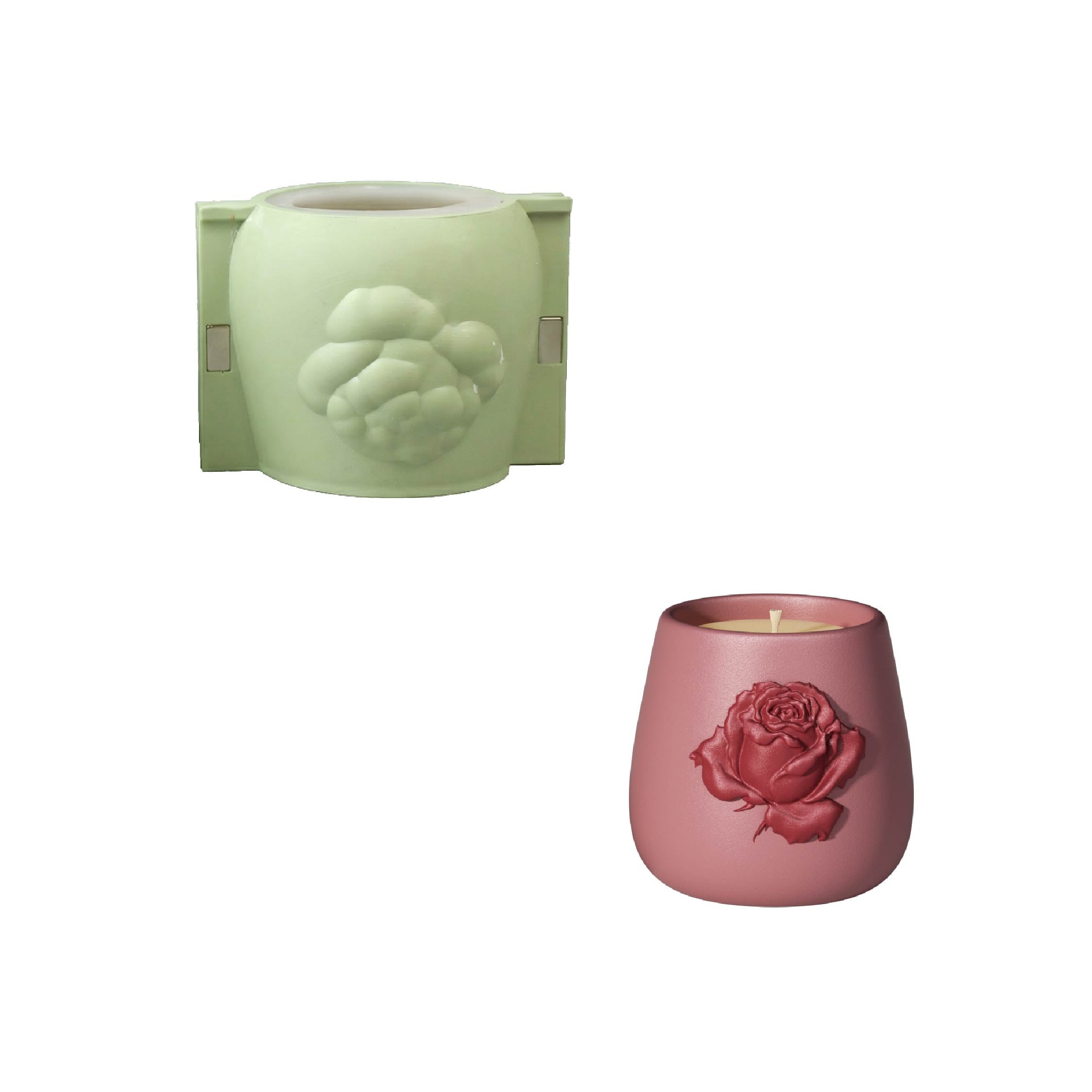 Rose Relief Candle Jar Silicone Mold Collection
