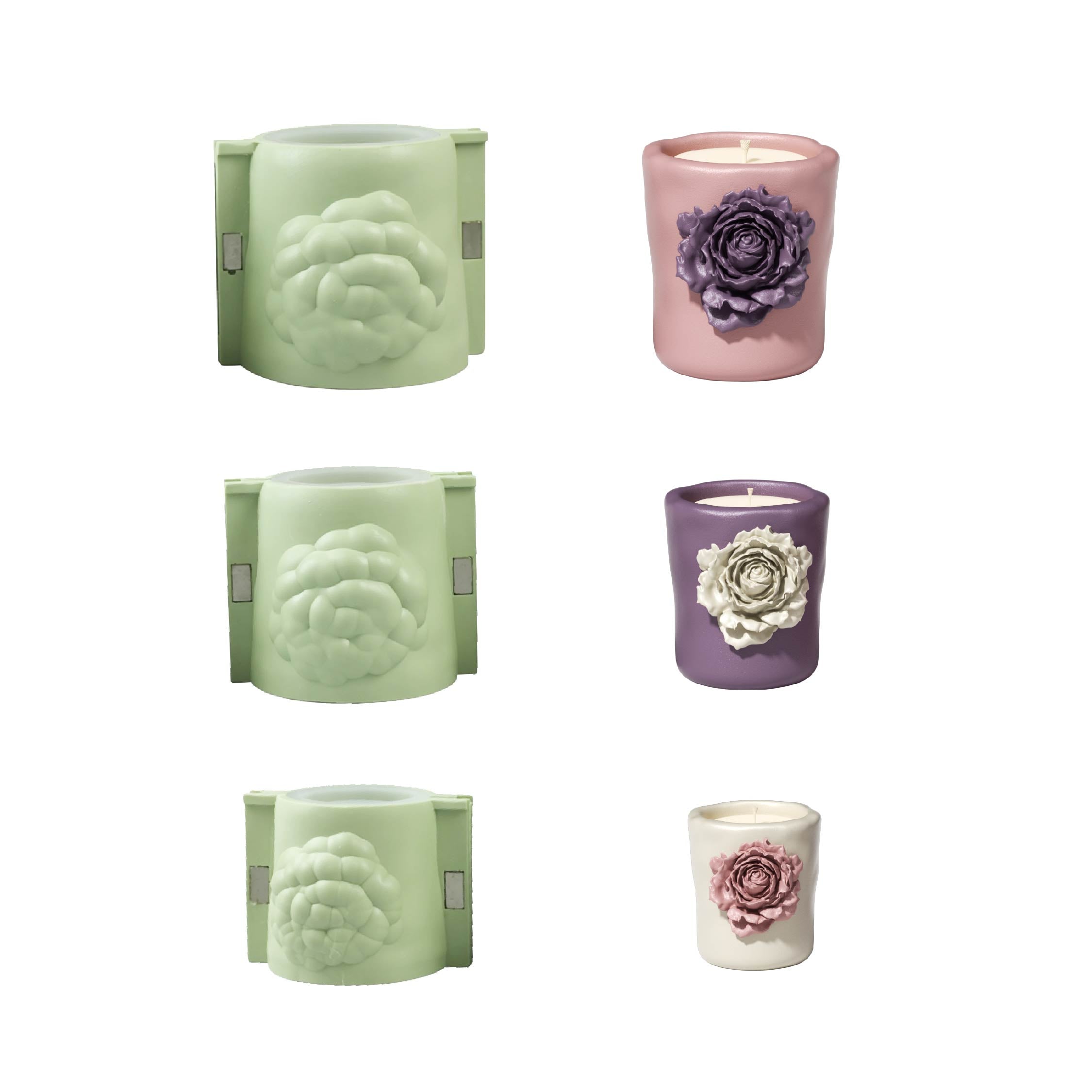 Rose Sculpture Candle Jar Silicone Mold Collection