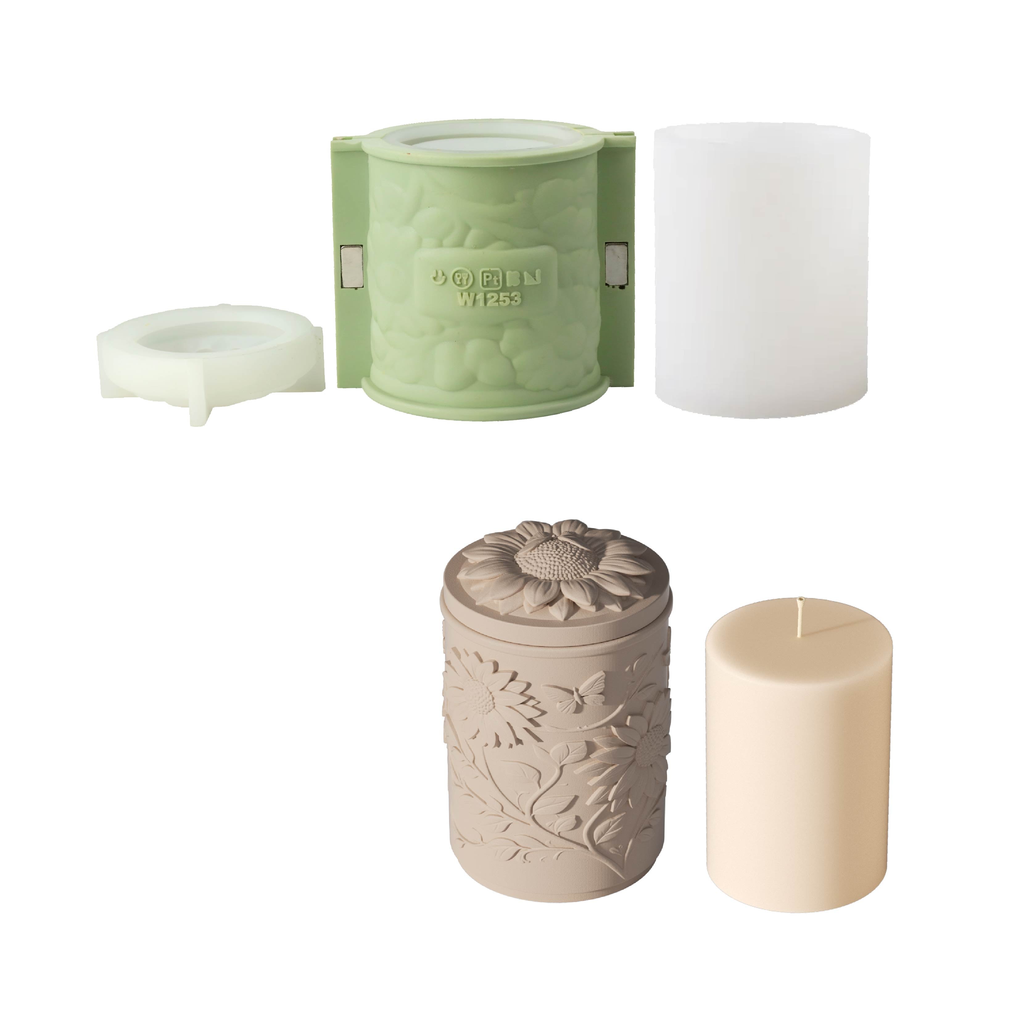 vintage_candle_treasures x Boowan Nicole Sunny Blooms Candle Jar Silicone Mold