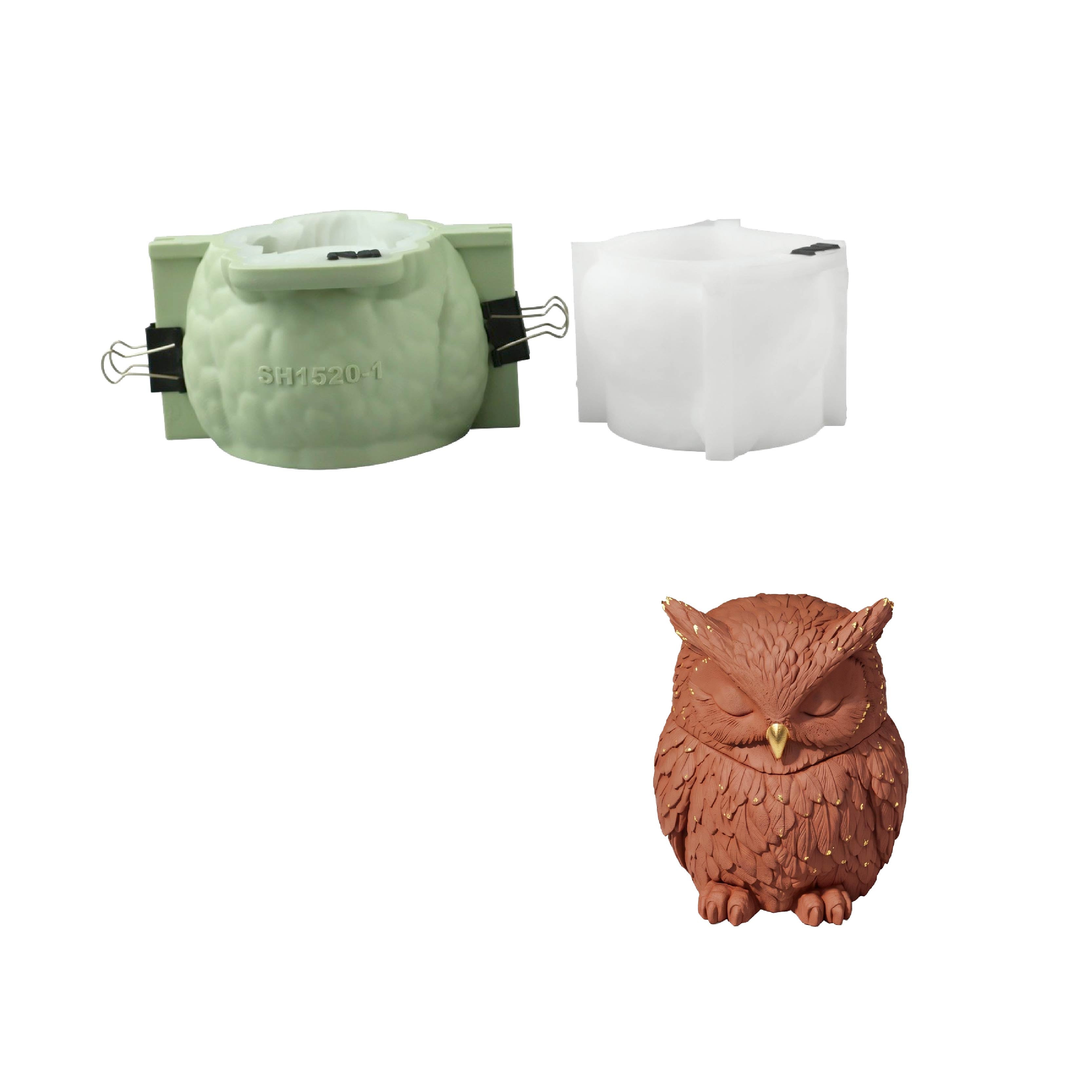 Moonlight Owl Candle Jar Silicone Mold