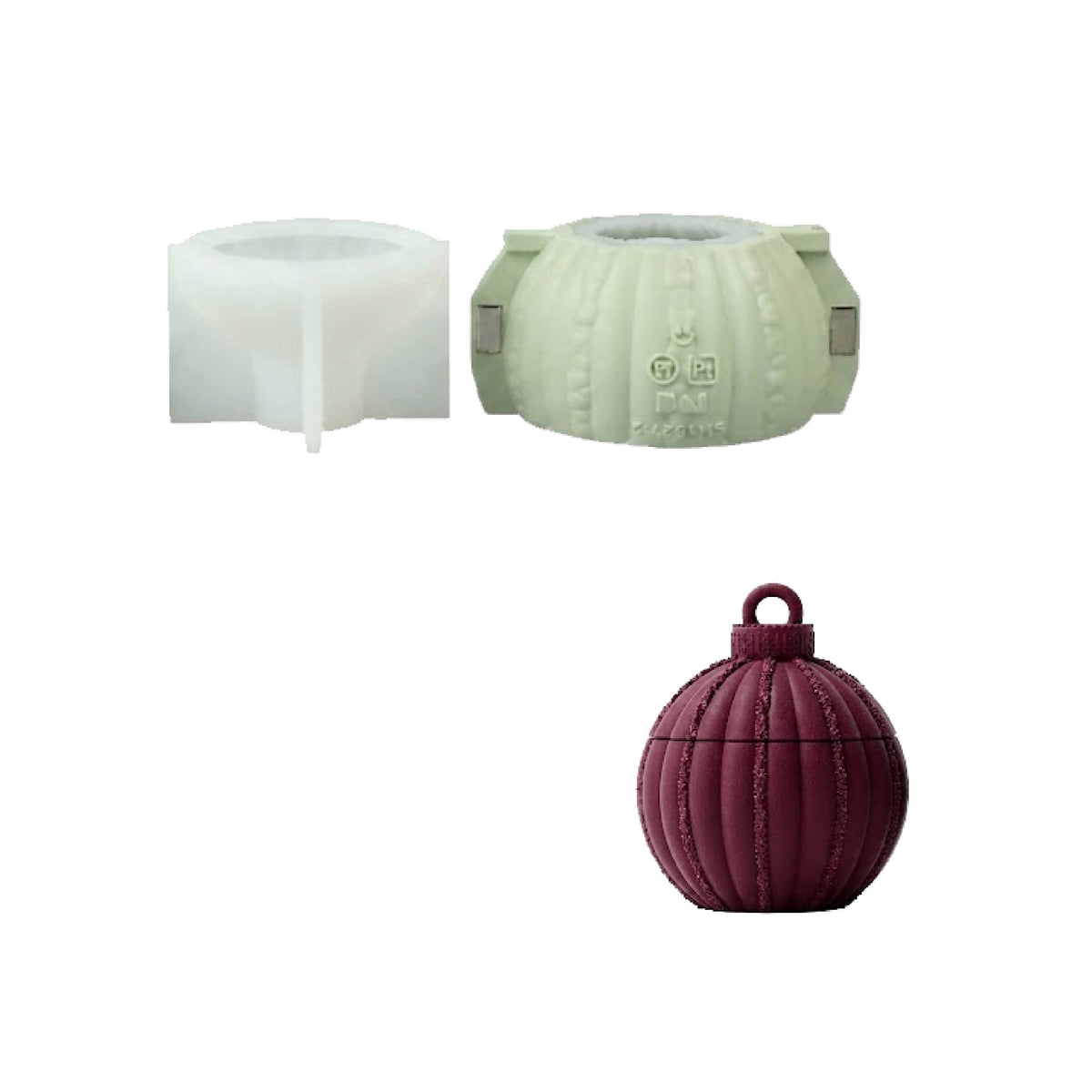 Geometric Pattern Christmas Bauble Candle Jar Silicone Mold Collection