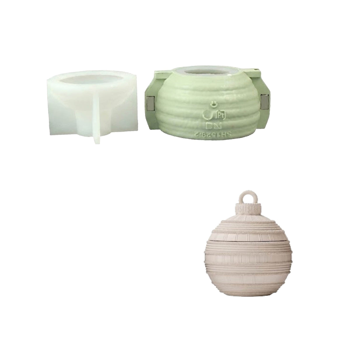 Geometric Pattern Christmas Bauble Candle Jar Silicone Mold Collection