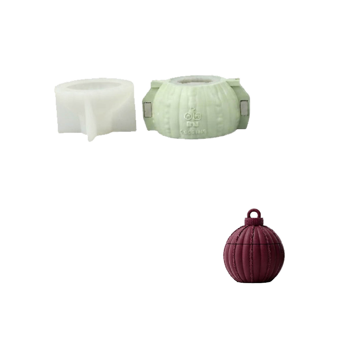 Geometric Pattern Christmas Bauble Candle Jar Silicone Mold Collection