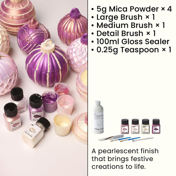 Glitter Colorable Acrylic Gloss Sealer Varnish With Mica Powder Kit - 4 Of Rosy  Winter Colors