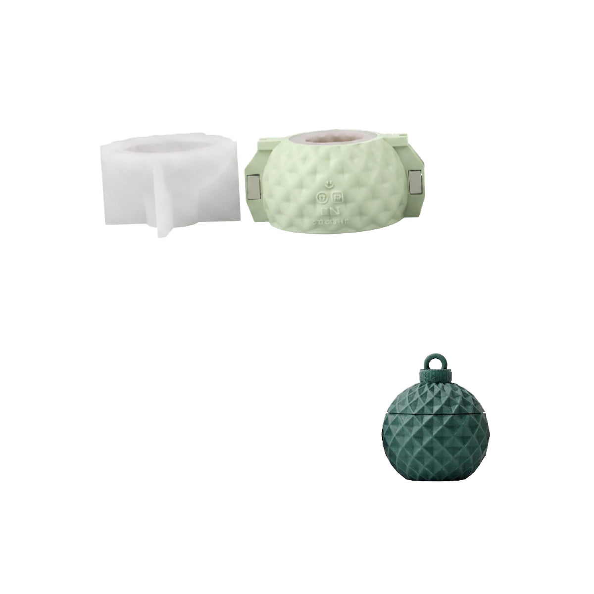 Geometric Pattern Christmas Bauble Candle Jar Silicone Mold Collection