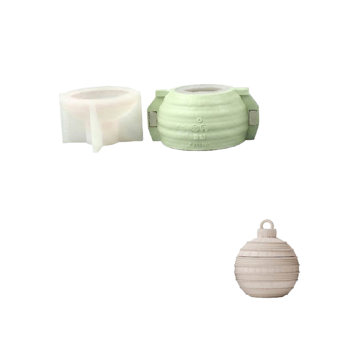 Geometric Pattern Christmas Bauble Candle Jar Silicone Mold Collection