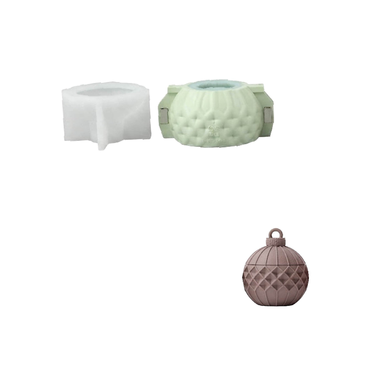 Geometric Pattern Christmas Bauble Candle Jar Silicone Mold Collection