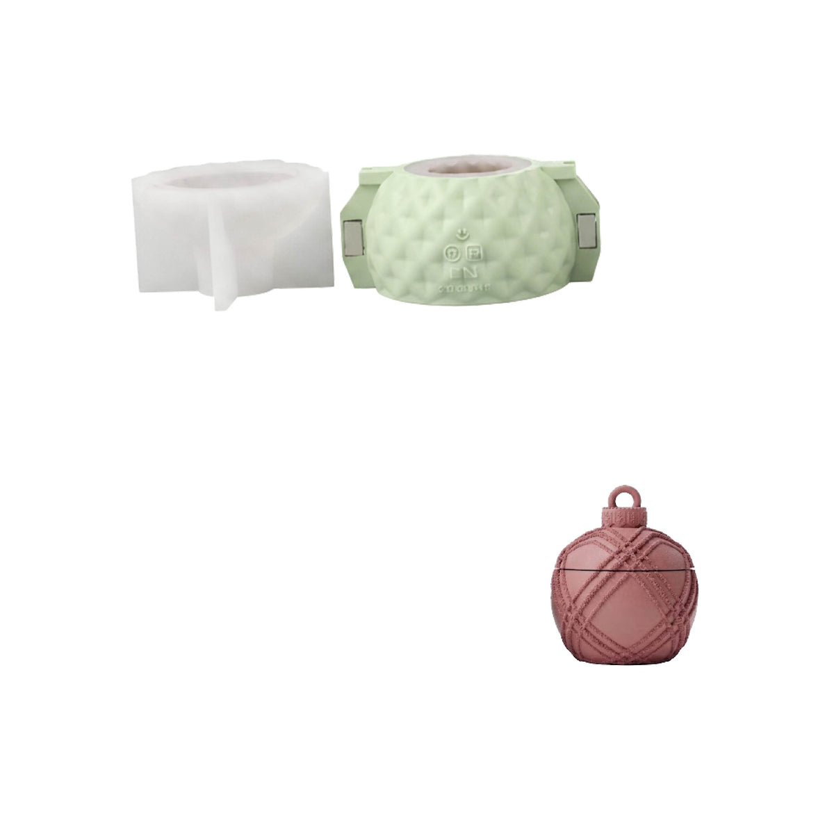 Geometric Pattern Christmas Bauble Candle Jar Silicone Mold Collection