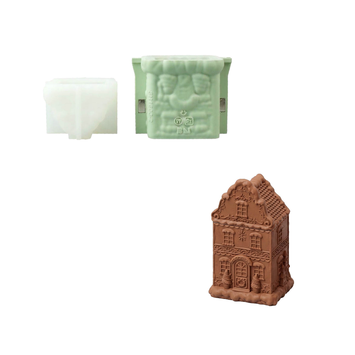 【Pré-venda】Molde de silicone para pote de vela Lar de Gengibre Aconchegante