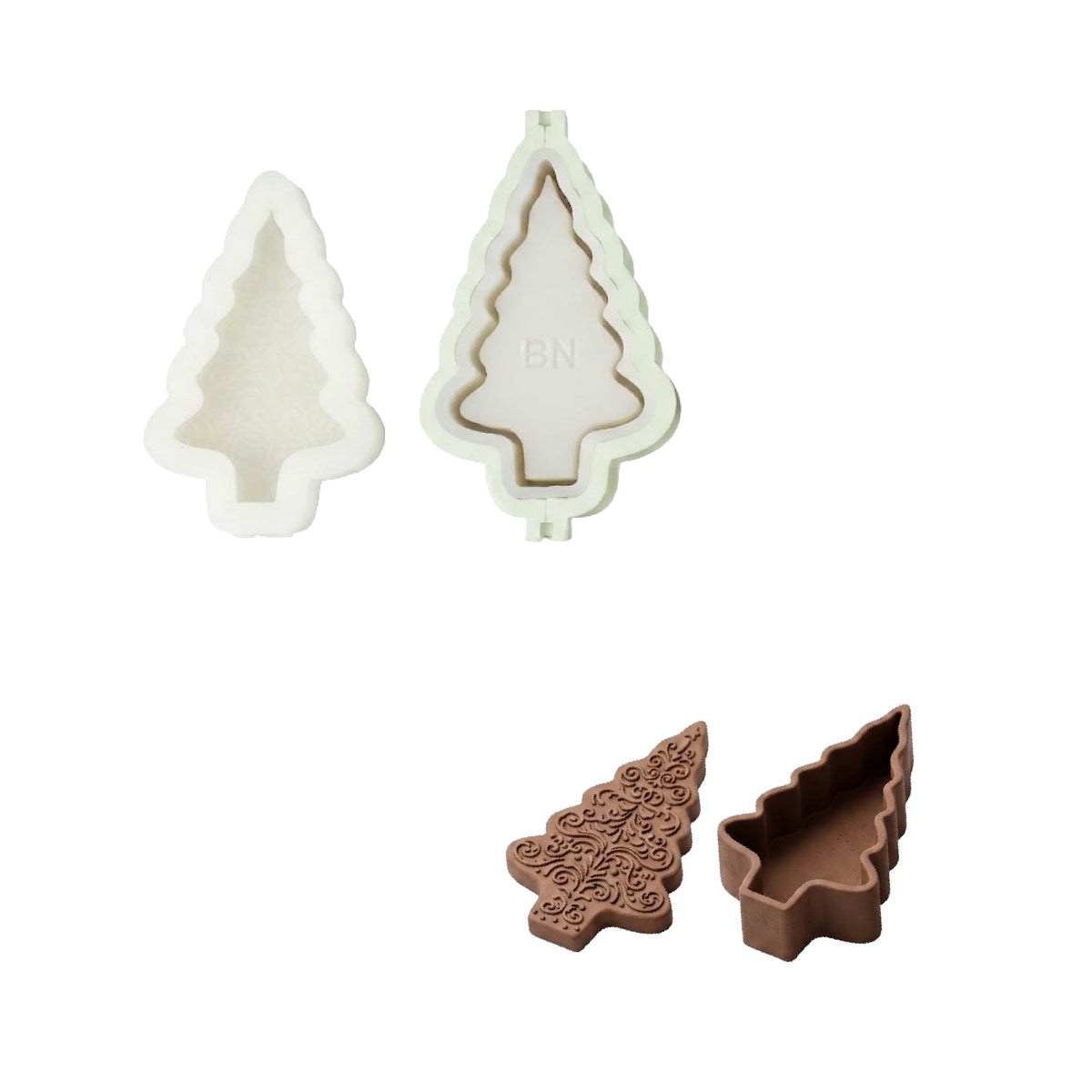 Gingerbread Christmas Tree Candle Jar Silicone Mold Collection