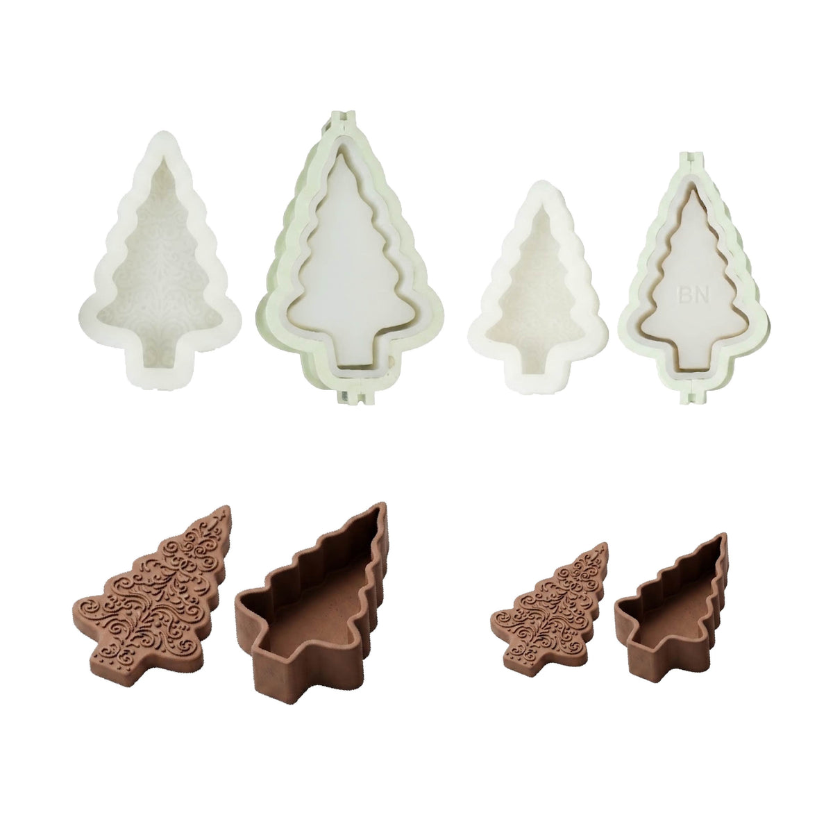 Gingerbread Christmas Tree Candle Jar Silicone Mold Collection