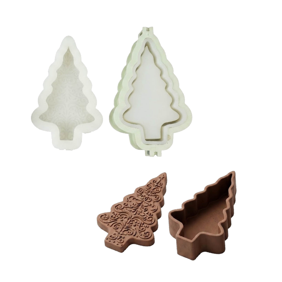 Gingerbread Christmas Tree Candle Jar Silicone Mold Collection