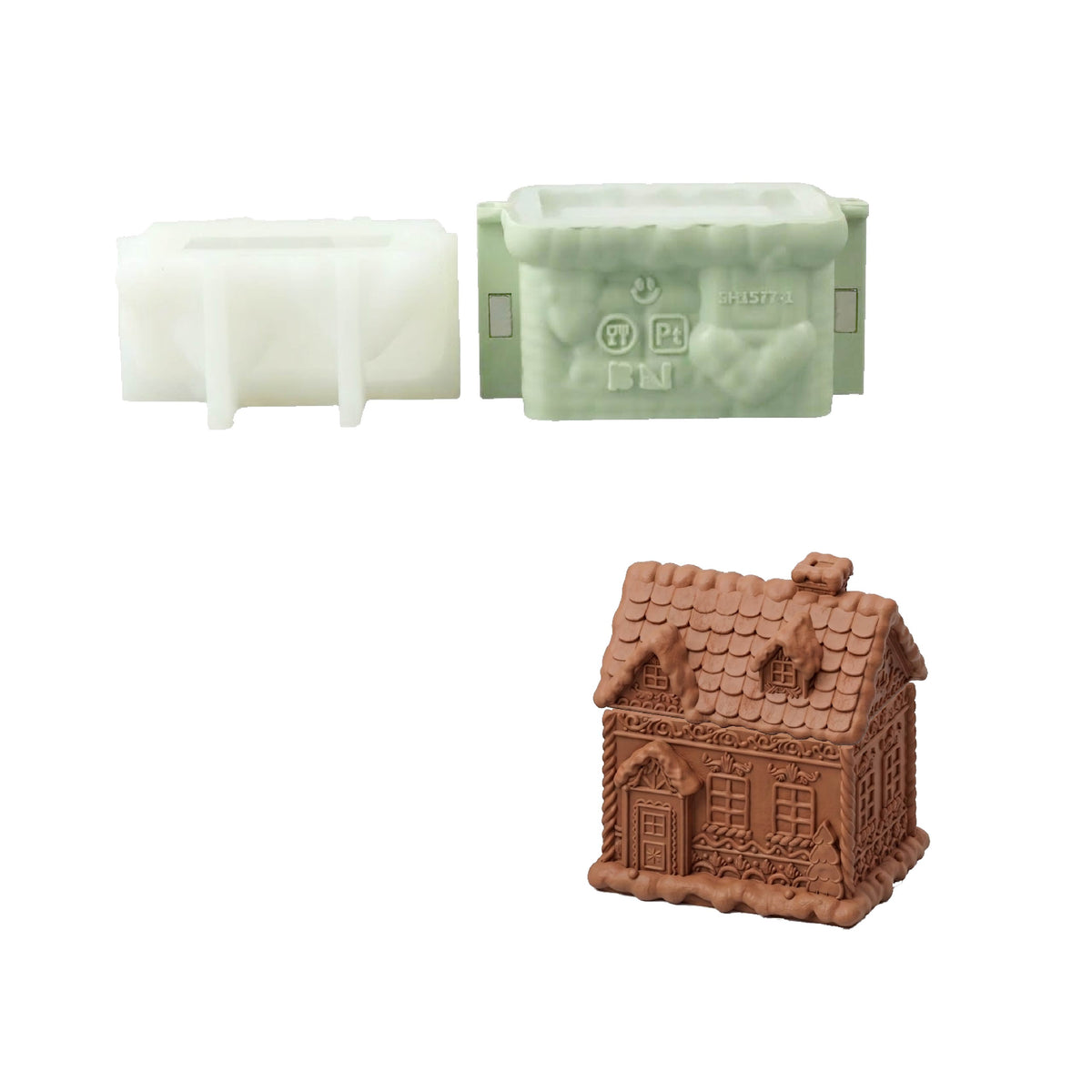 【Pré-venda】Molde de silicone para pote de vela Lar de Gengibre Aconchegante