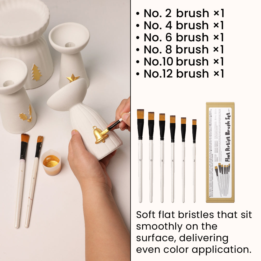 Six-piece flat artist brush set