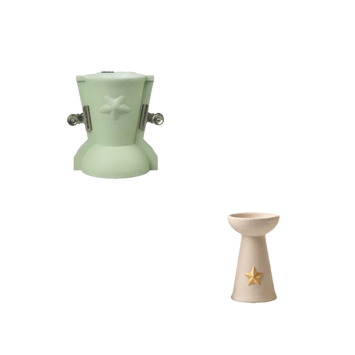 Star charm taper candle holder and its green silicone mold