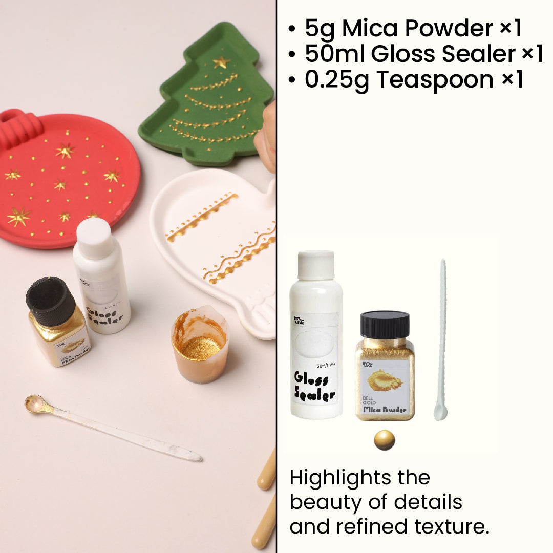 Gold mica powder and gloss sealer kit