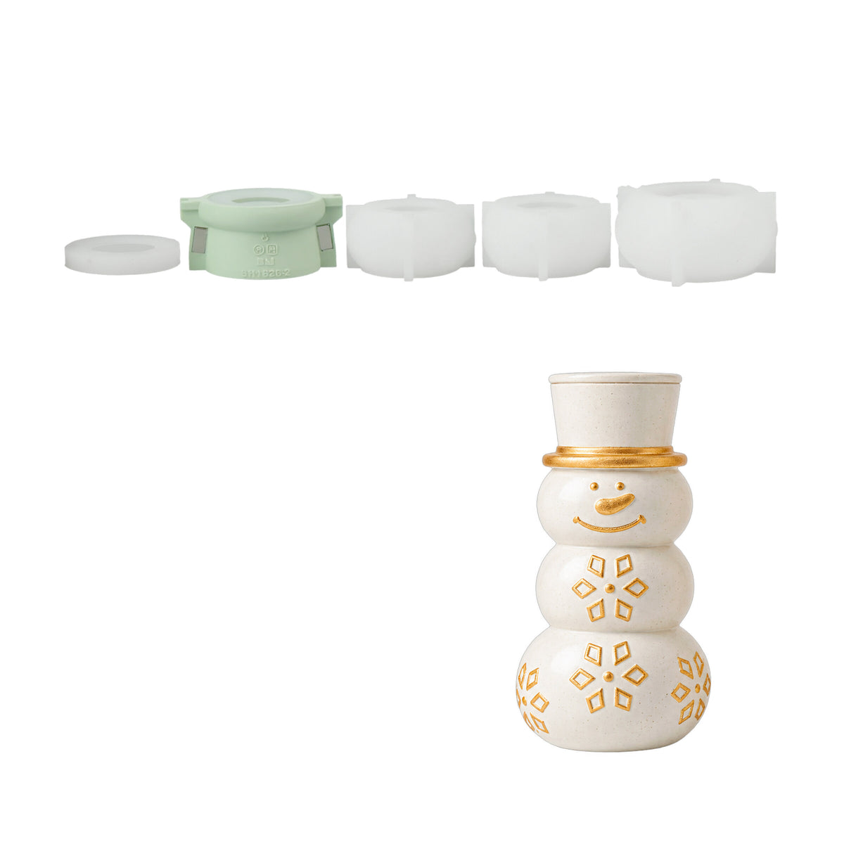 Four-section stacking snowman candle jar and its silicone molds