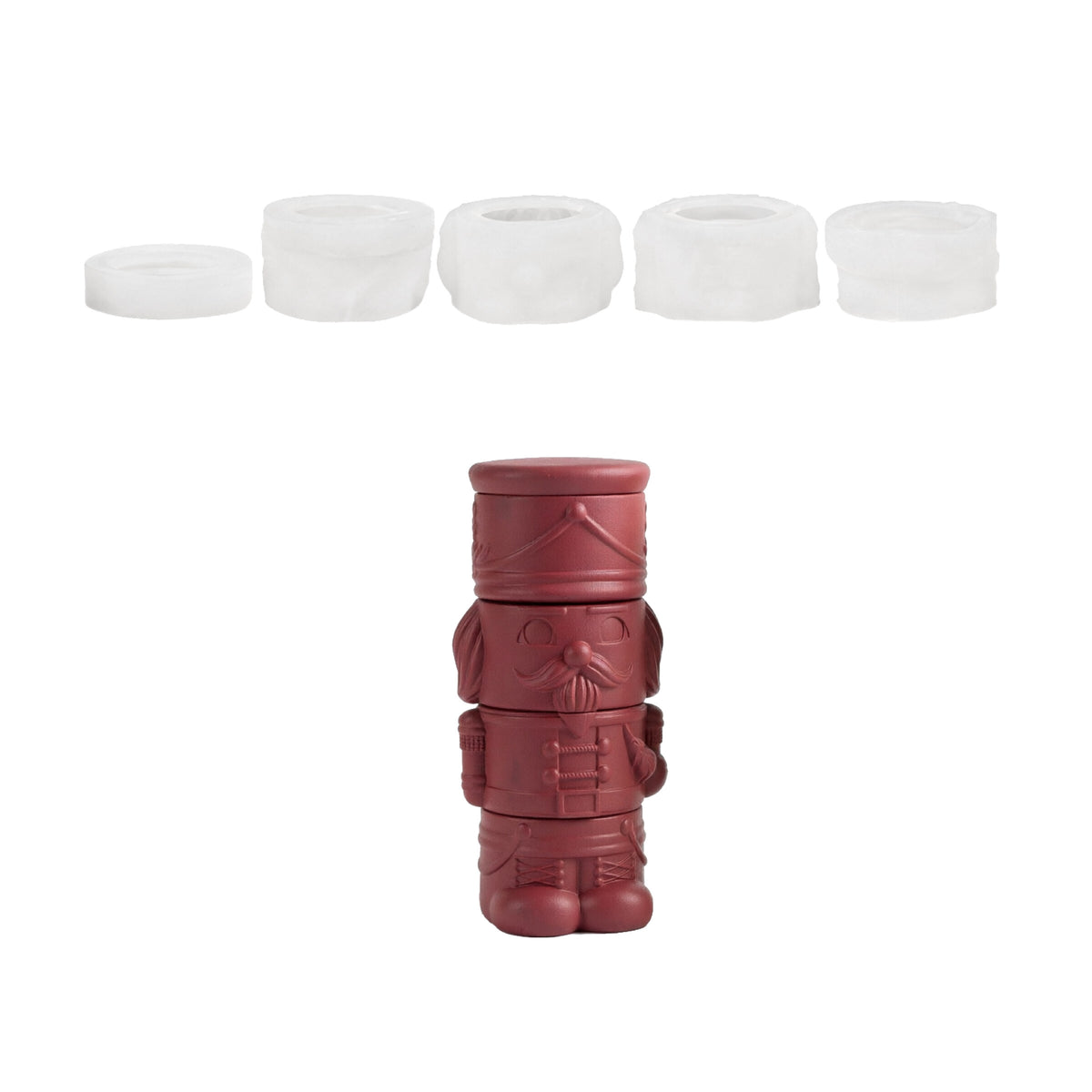 Red toy soldier nutcracker candle jar and its silicone molds