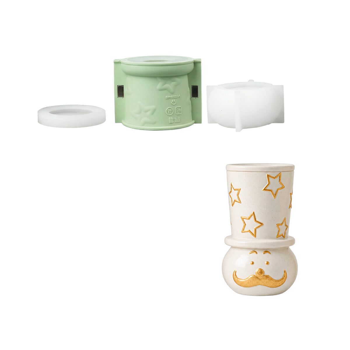 Star snowman candle jar and its silicone molds