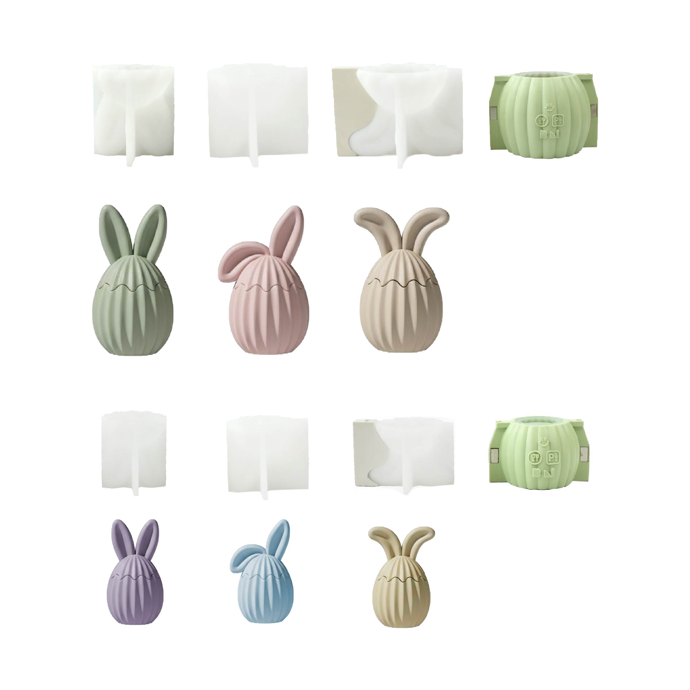 Découvrez la collection de moules en silicone pour bougies en forme d'œufs de Pâques côtelés !