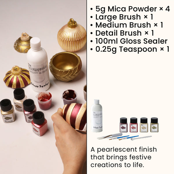 Glitter Colorable Acrylic Gloss Sealer Varnish With Mica Powder Kit-4 Of Vintage Gala Colors