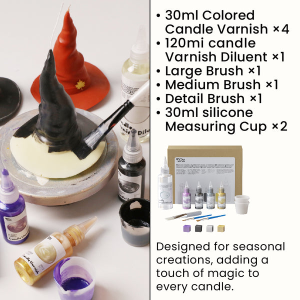 Colored Glossy Candle Varnish Set - 4 of Halloween Colors