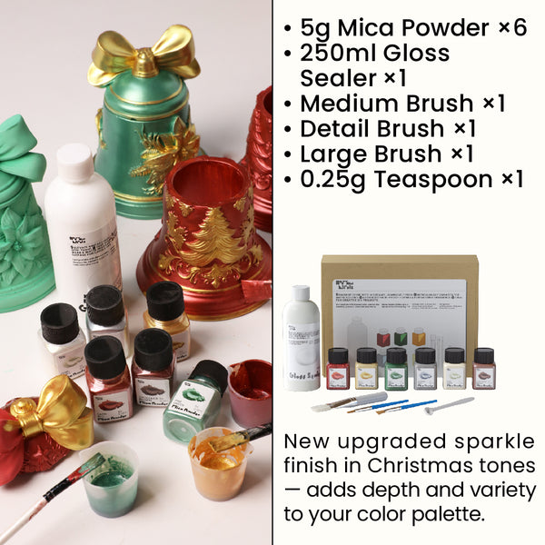 Kit de Barniz Sellador con Brillantina para Navidad