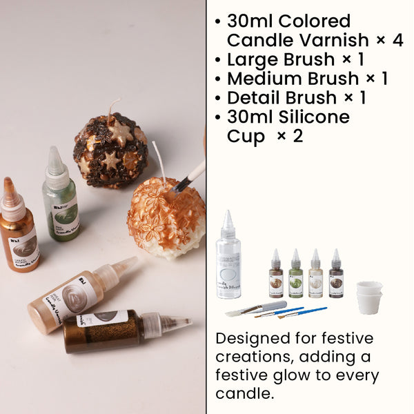 Colored Glossy Candle Varnish Set - 4 Of Christmas Forest Colors