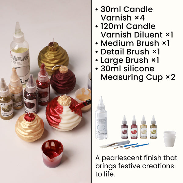 Colored Glossy Candle Varnish Set -4 Of Vintage Gala Colors