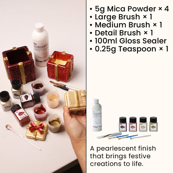 Glitter Colorable Acrylic Gloss Sealer Varnish With Mica Powder Kit-4 Of Vintage Gala Colors