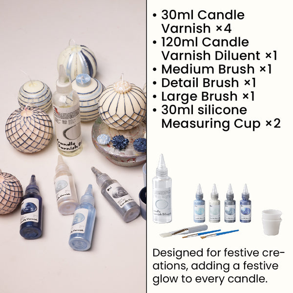 Colored Glossy Candle Varnish Set -4 Of Crystal  Frost Colors