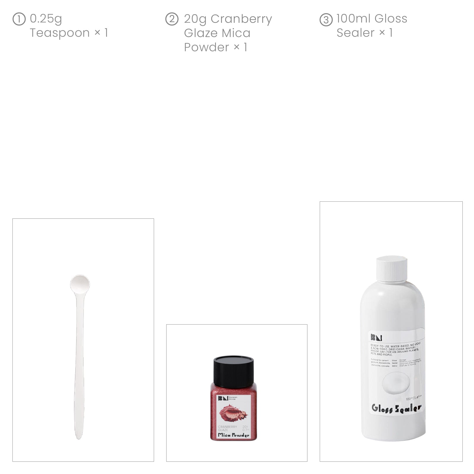 Glitter Colorable Acrylic Gloss Sealer Varnish With Mica Powder Kit-4 Of Vintage Gala Colors