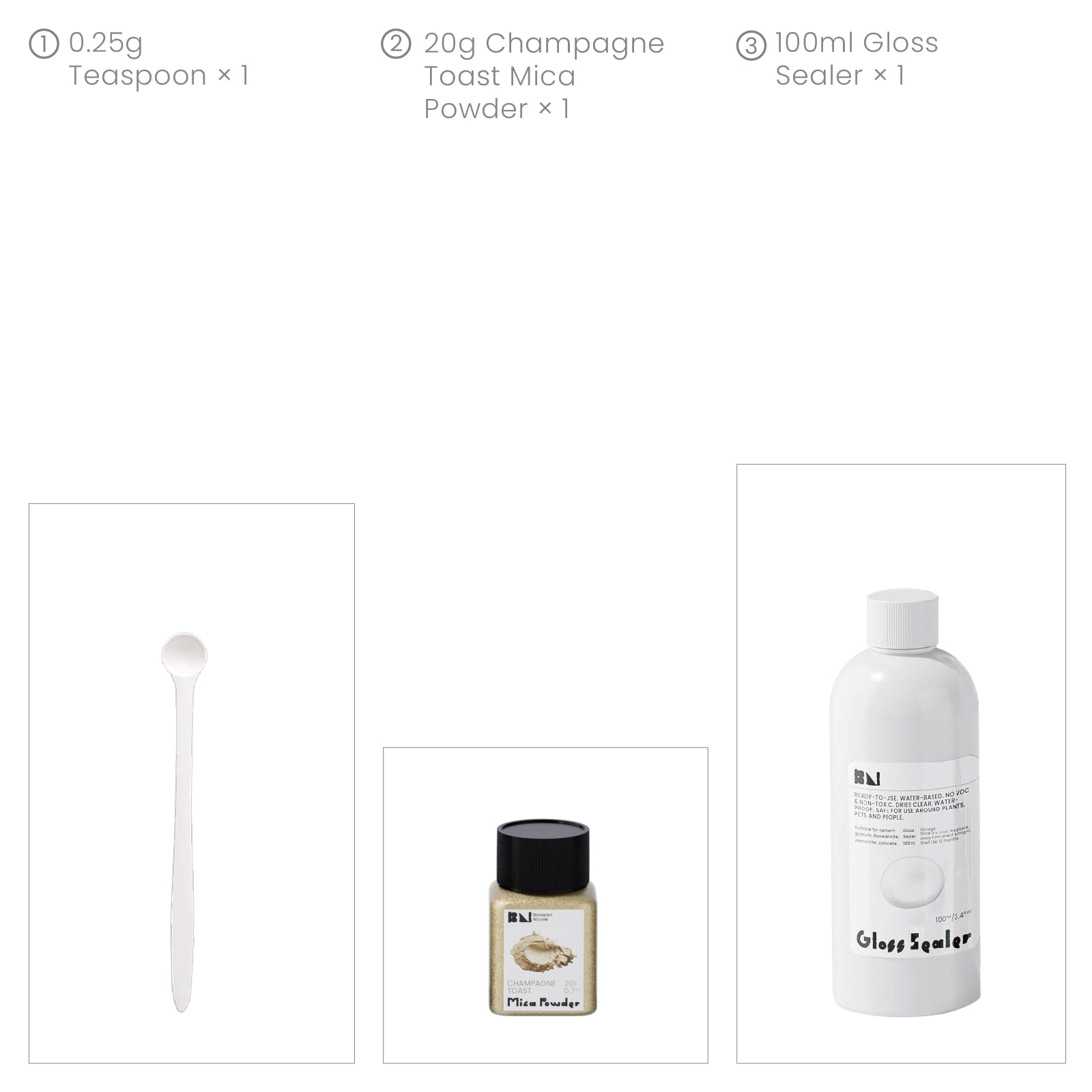 Glitter Colorable Acrylic Gloss Sealer Varnish With Mica Powder Kit-4 Of Vintage Gala Colors