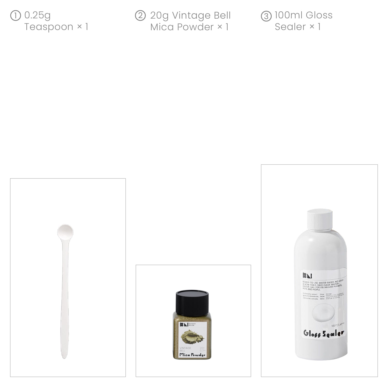 Glitter Colorable Acrylic Gloss Sealer Varnish With Mica Powder Kit-4 Of Vintage Gala Colors
